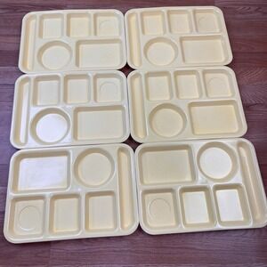 Lot of 6 SiLite Divided Food Trays School Lunch Cafeteria Yellow Heavy Duty